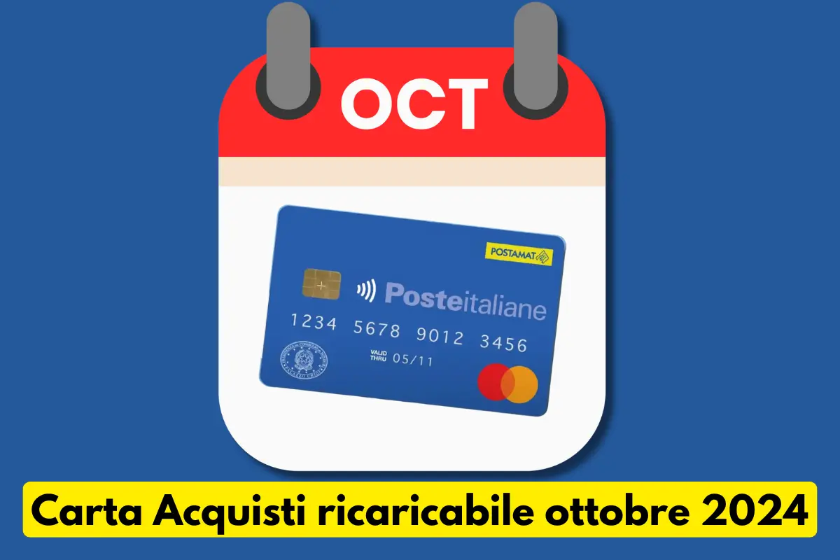 Calendario di ottobre 2024 con Carta Acquisti ricaricabile