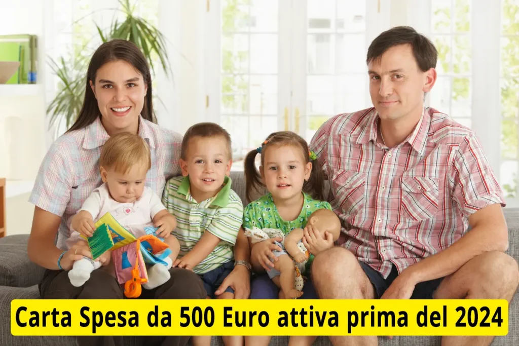 Famiglia numerosa beneficiaria della Carta Spesa da 500 Euro