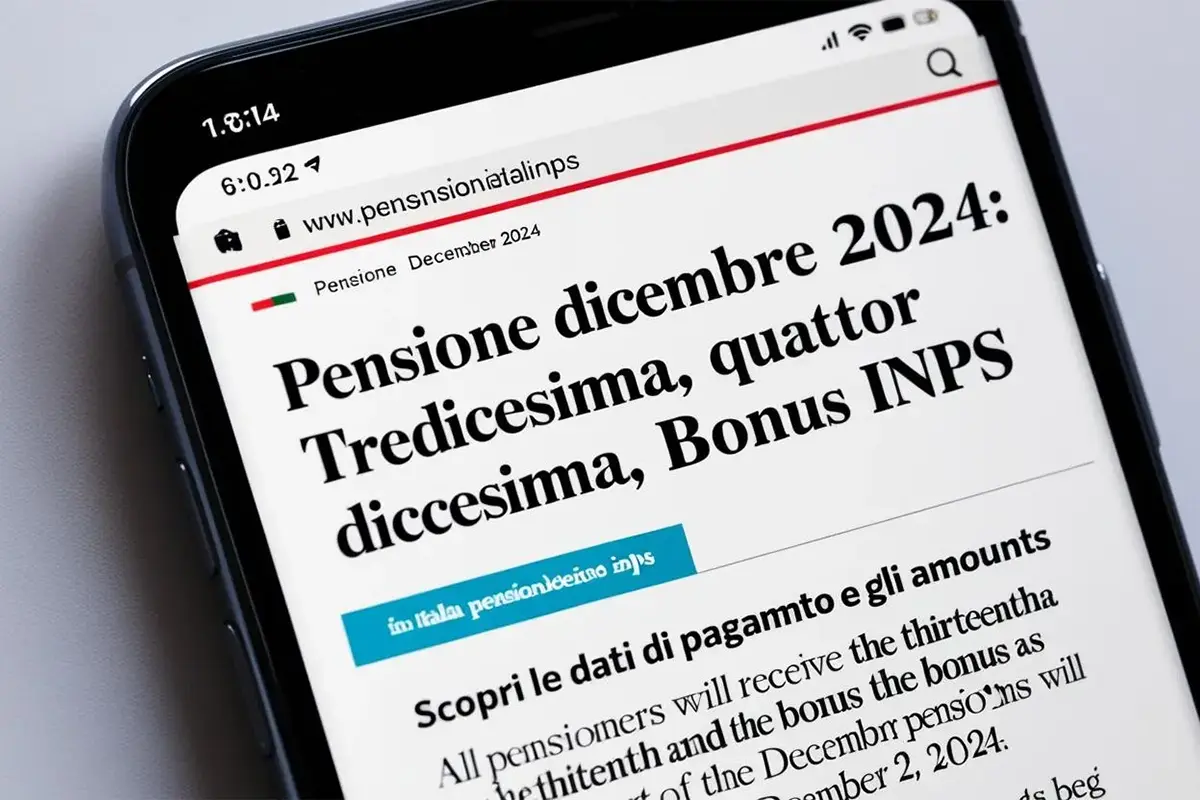 Pensione Dicembre 2024 smartphone app INPS pagamenti tredicesima